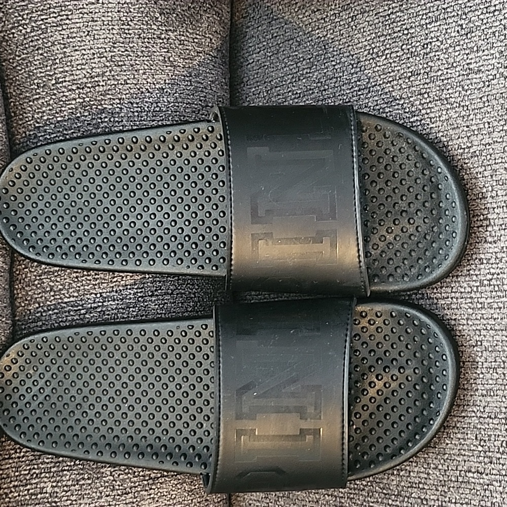 Pink slip on sandals